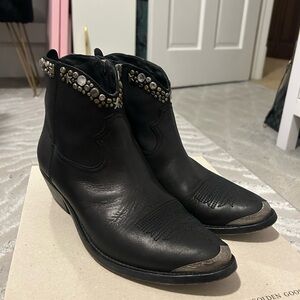Golden Goose Young Studded Black Ankle Boot